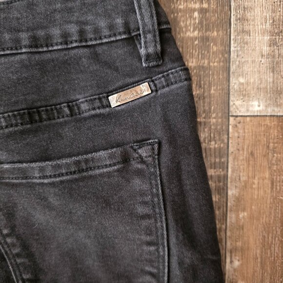 Kancan Black Raw Hem Factory Distressed Button Fly Woman's Jeans size 1 - Picture 4 of 8